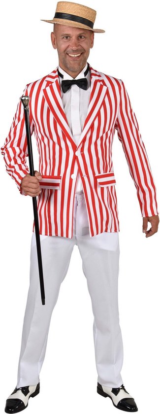 Magic By Freddy's - Costume de Venise et Bal Masqué - Veste Gelato Ice Cream Man - Rouge, Wit / Beige - XL - Déguisements - Déguisements