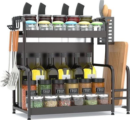 Foto: Shop yol kruidenrek staand metaal 49x43x22 5cm spice rack organizer kruidenrekje voor keuken kantoo wasruimte