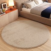 Tapiso Essence Vloerkleed Beige Hoogpolig Shaggy Woonkamer Tapijt Maat- 160x160