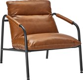 VASAGLE EKHO Collectie - Woonkamerfauteuil, Accentfauteuil met armleuningen, metalen frame, PU met stiksels, Mid-Century Modern, voor slaapkamer, leeskamer, woonkamer, karamelbruin