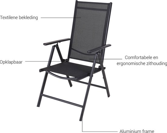 Relaxwonen - Tuinstoel - Relaxstoel - Kampeerstoel - Stoel voor Buiten - Aluminium - 7 Standen - Set van 2 Stuks - Grijs - 73 x 54 x 107CM van Merkloos — afbeelding 5