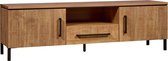 Woonexpress TV-meubel Culemborg - Houtlook/Metaal - Mango/Zwart - 163x50x45 cm (BxHxD) - Krasvast - Softclose
