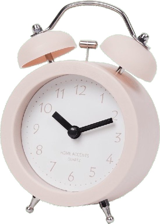 Mini wekker KAIDEN - Roze - Kunststof / Metaal - 13 x 8,5 x 5 cm - Klok met alarmfunctie