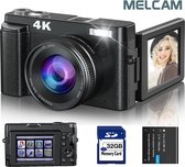 Caméra Vlog - Convient aux débutants - Handycam avec vision nocturne - Caméscope Zoom numérique 16x - 4K - Anti-bougé - Zwart