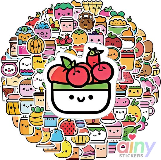 Foto: Ainy cute foodie eten stickers 100 stuks voor bullet journal fotoalbum laptop telefoon waterfles en zelfs als muursticker of geschenksticker beloningsstickers knutselen stickervellen voor kinderen en volwassenen