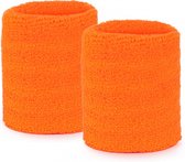Zweetbandjes pols - Polsbandjes - Koningsdag accessoires - Katoen - Fluor oranje - 2 stuks