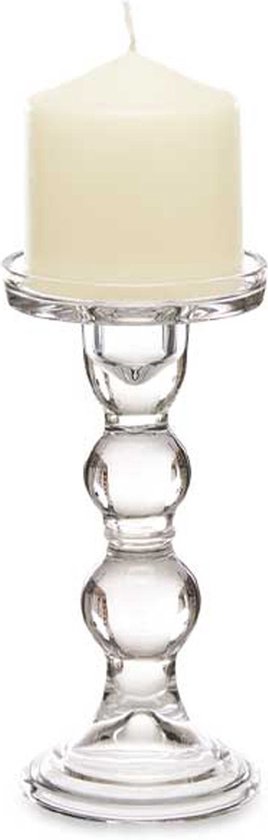 Giftdecor Kaarsen kandelaar van decoratief glas - voor stompkaarsen - D8.5 x H18 cm