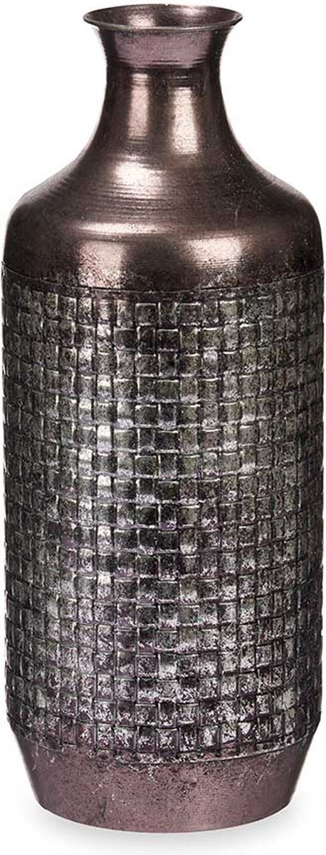 Giftdecor Bloemenvaas Antique Roman - zilver/brons - metaal - 16 x 42 cm - Design vaas met historisch karakter