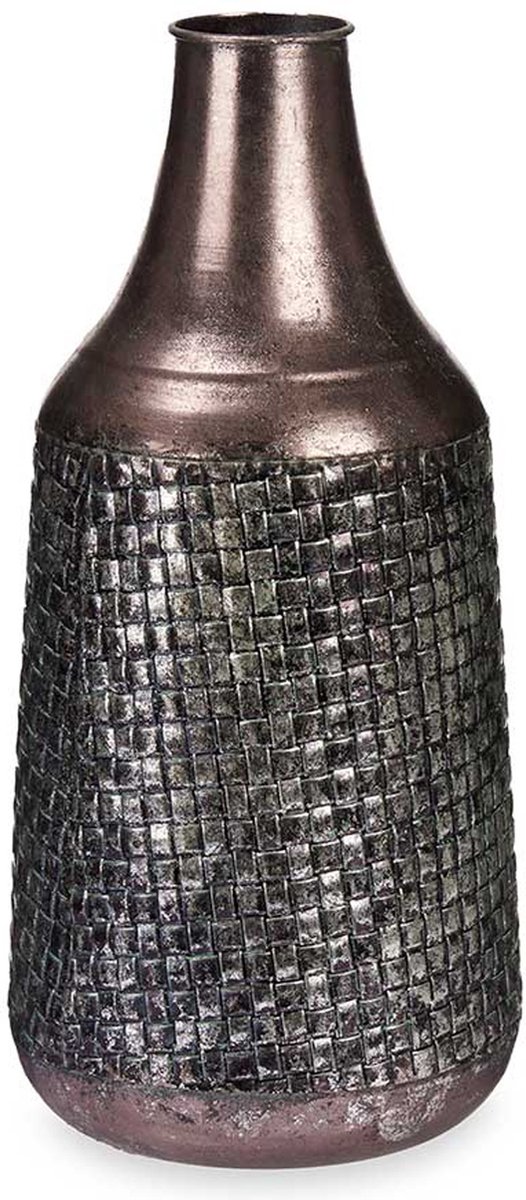 Giftdecor Bloemenvaas Antique Roman - zilver/brons - metaal - 21 x 44 cm - Design vaas met historisch karakter