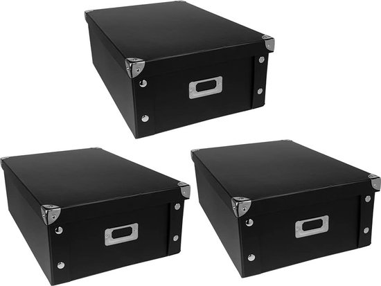 Ideen mit Herz Opbergdozen, set van 3, opbergdoos met deksel, opvouwbaar, van karton en metaal, 16 liter, elk 40,5 cm x 28 cm x 14,5 cm, wit
