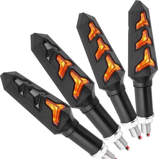 LED Dynamische Knipperlichten - Richtingaanwijzers Motorfiets - voor Motor, Scooter, Brommer etc.- Set van 2 stuks - 12 Volt