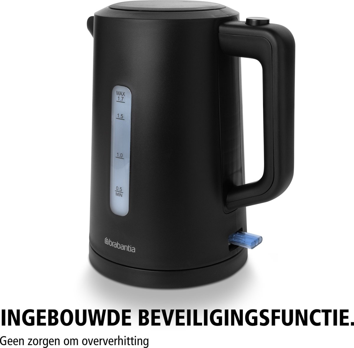 Brabantia Waterkoker - 2200 Watt - 1.7L - Snoeropbergruimte - Automatische uitschakeling - Zwart - BBEK1017 — afbeelding 2