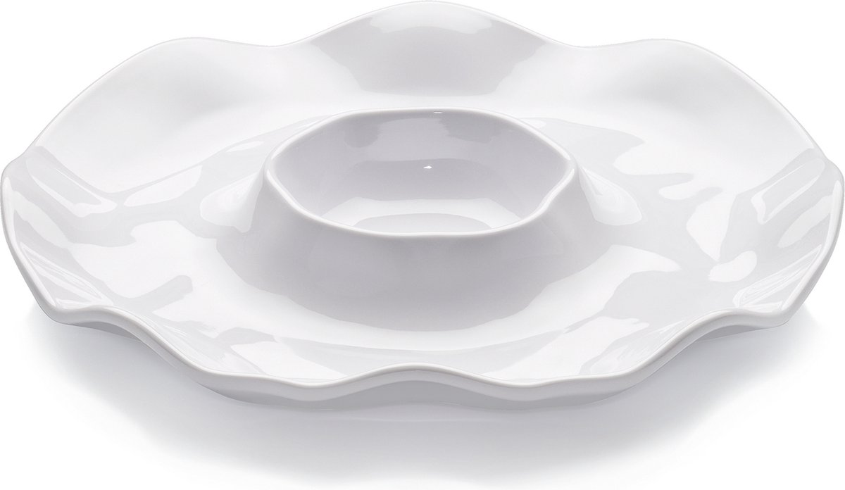 Grote ronde Chip & Dip Dipping Plate set van 4, 40,6 cm