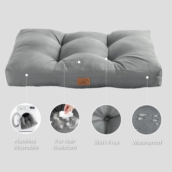 Bedsure Hondenkussen, groot formaat, waterdicht, hondenmat van Oxford-stof, matras voor honden, XL, zwart (110 x 89 x 10 cm