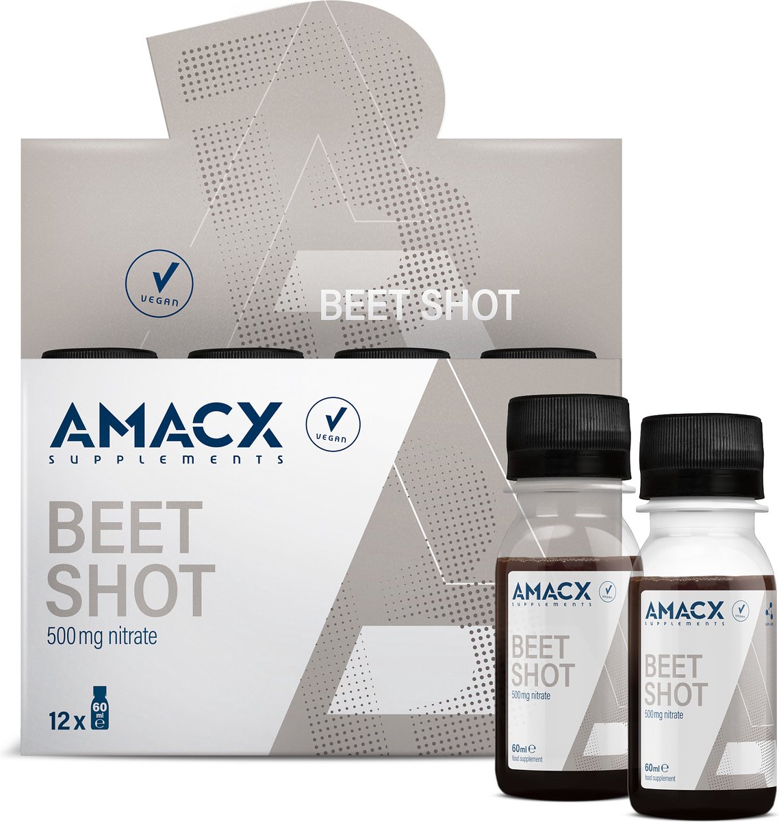 Goedkoopste Amacx Beet Shot - Bietenshot - Beet-it - 500mg nitraat - NZVT Gekeurd - 12x 60ml shots