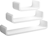 BukkitBow - Set van 3 Langwerpige Wandplanken - Hogewaardige MDF - Afmeting: 60/45/30CM - Wit
