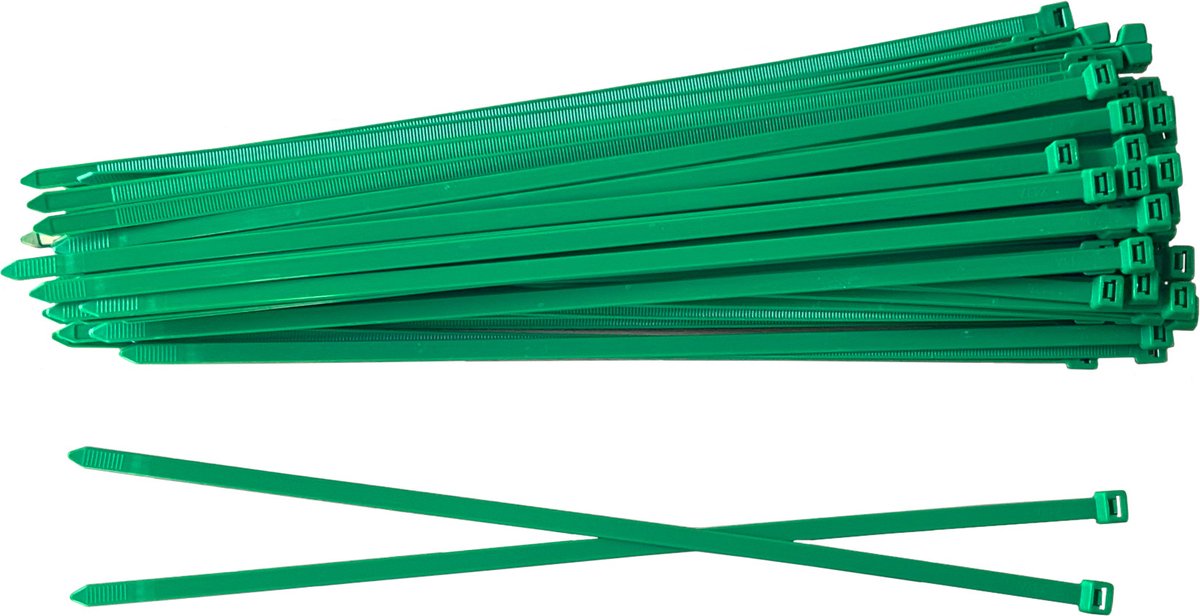 Kortpack - Kabelbinders/ Tyraps - 300mm lang x 4.8mm breed - Groen - 1000 stuks - Treksterkte: 22.2kg - Bundeldiameter: 76mm - (099.0382)