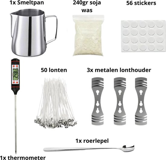 KEARLGMBH Kaars maken kit, soja wax kaars maken kits voor volwassenen beginners, maak je eigen kaarsen, pak soja was, geuroliën, kleurstof blokken, blikken, wax melt pot, kaars lonten, kaars