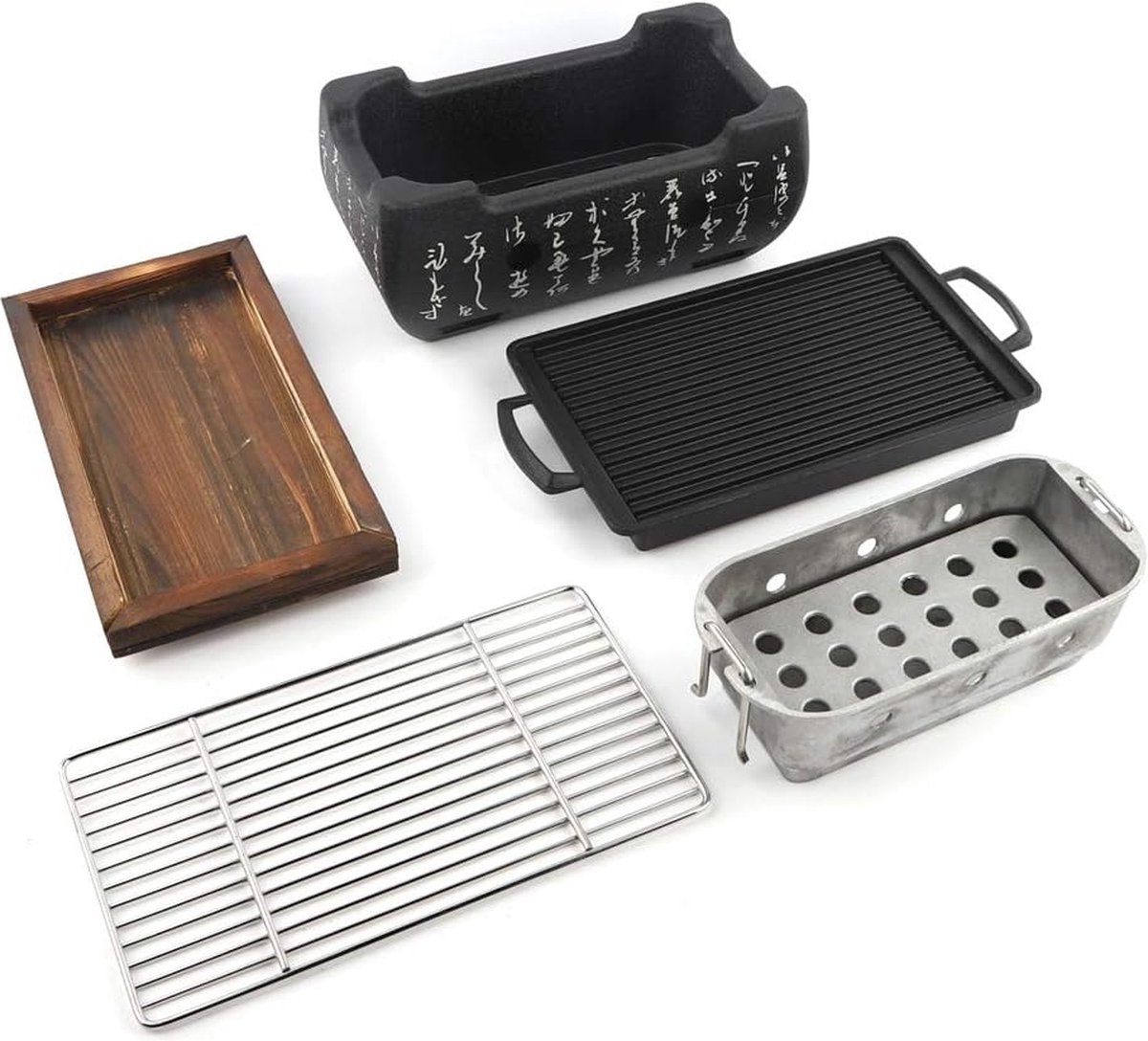 Barbecue Japonais De Table Rond - 19x14.5cm - Mini Grill Au Charbon De Bois Pour Viande, Légumes, Brochettes - Idéal Repas En Famille