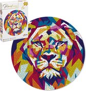 Deco by Machiels- Grafix set van 3 Ronde Puzzels 1000 stukjes voor volwassenen - Leeuw -Mandala-Tropics- Legpuzzel | Diameter 68 CM | Geschikt voor kinderen vanaf 14 jaar