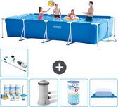 Intex Rechthoekig Frame Zwembad - 450 x 220 x 84 cm - Blauw - Inclusief Onderhoudspakket - Zwembadfilterpomp - Filter - Grondzeil - Stofzuiger