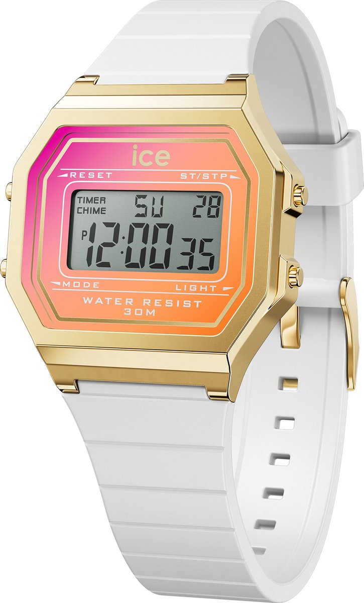 Ice Watch Ice Digit Retro - White Sunkissed 022720 Horloge - Siliconen - Wit - Ø 33 mm