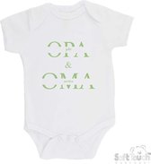 100% katoenen Romper "Jullie worden opa & oma" Unisex Katoen Wit/sage green (saliegroen) 56/62