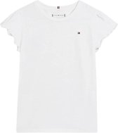 Tommy Hilfiger ESSENTIAL RUFFLE SLEEVE TOP S/S Meisjes Top - White - Maat 14