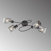 Fischer & Honsel - Plafondlamp Iska - 4x E14 max. 10 W (excl.)- Zwart Zandgrond Metaal met Rookglas