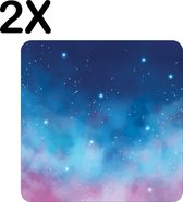 BWK Stevige Placemat - Blauw met Paarse Galaxy - Set van 2 Placemats - 50x50 cm - 1 mm dik Polystyreen - Afneembaar