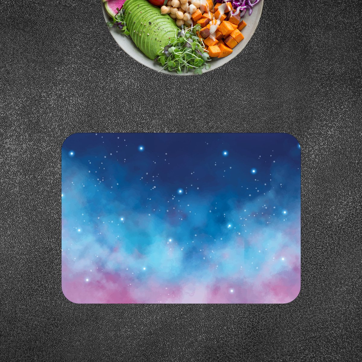 Luxe Placemat - Blauw met Paarse Galaxy - Set van 1 Placemats - 35x25 cm - 2 mm dik Vinyl - Anti Slip - Afneembaar — cadeau in Cadeau-ideeën - foto 4