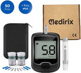 Glucosemeter Startpakket Incl 50 test strips en 50 lancetten - Bloedsuikermeter - Diabetes Meter - Bloedglucosemeter - Opbergtasje
