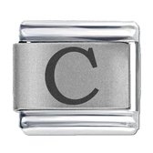 Schakel - Bedel - 9mm - Letter C - Laser Alfabet - Charms - Geschikt voor Nomination armband - Schakelarmband - Italiaanse Schakelarmbanden