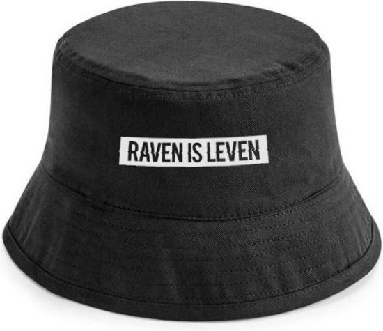 Raven is leven bucket hat heren bucket hat dames - festival accessoires - vissershoedje - bucket hat zwart - bucket hoed - vissershoedje heren - vissershoedje dames - bucket hat man -bucket hat vrouw - festival outfit