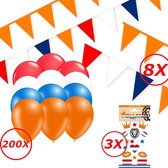 Oranje Versiering Oranje Slingers Vlaggenlijn Oranje Ballonnen EK WK Koningsdag Oranje Feestartikelen 211 Stuks Pakket