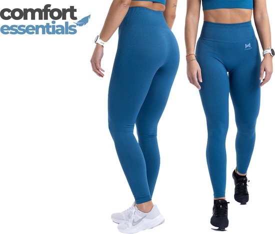 Comfort Essentials - Sportbroek dames - Sportlegging dames - Sportkleding - Yogalegging - High Waist Sport Legging Dames - Squat Proof - Shapewear - Blauw Maat L van Comfort Essentials — afbeelding 3