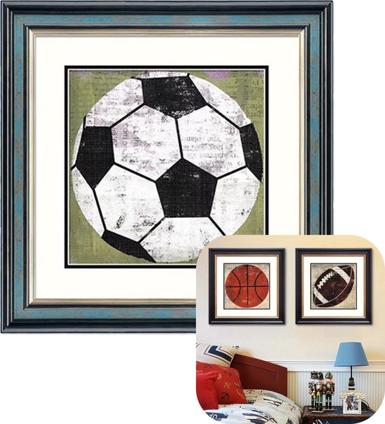 MIRO. Tableau Voetbal - Chambre d'enfant - Chambre à coucher - Tableau mural Garçons & Filles - Décoration - 40 x 40 CM