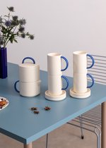 CREATE - Keramisch theeservies - Compleet pakket (4 kopjes en 4 schoteltjes melkkan en suikerpot) - Vaatwasser - Magnetron en oven tot 120º - COBALTO COLLECTION