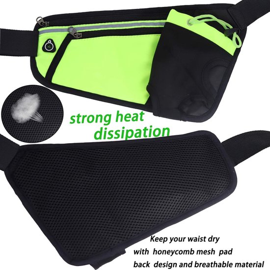 Ceinture De Running Imperméable – PU Réglable, Porte-bouteille, Bandes Réfléchissantes, 4 Poches, Pour Téléphone 7,2 Pouces, Taille 65-120 Cm – Homme/Femme