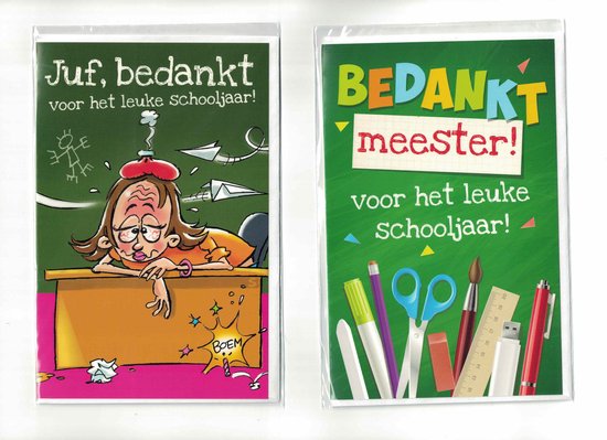 Wenskaart - juf - meester - einde schooljaar - bedankt juf - bedankt