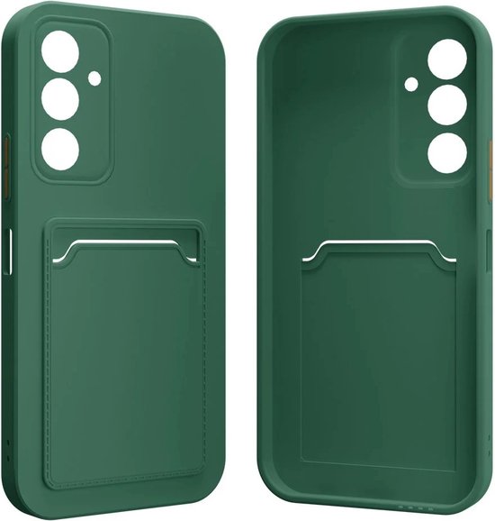siliconen hoesje ShieldCase avec porte-cartes adaptée à la coque Samsung Galaxy A35 - coque de téléphone avec espace pour cartes - coque arrière en silicone (vert foncé)