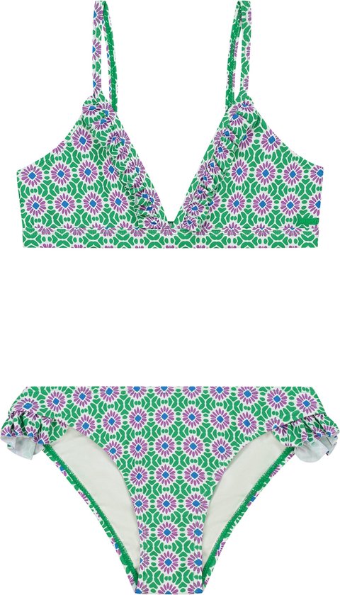 SHIWI Girls BLAKE bikini set porto tile Bikiniset - tropic green tile - Maat 110/116