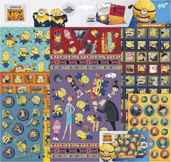 Foto: Totum minions stickers super stickerset xl 7 stickervellen incl luxe 3d metallic en laser stickers totum minions stickers despicable me 4 super stickerset xl 38 x 36 cm