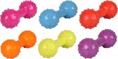 Flamingo Hondenspeelgoed rubber halter met bel - Roze/Blauw/Rood/Oranje/Geel/Paars - 12 x 4.5 x 4.5 cm
