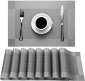 6 Delig - Zilveren PVC Placemats voor de Eettafel - 45x30cm, Wasbaar, Hittebestendig en Eenvoudig te Reinigen, Ideaal voor Keuken, Dineren en Hotels
