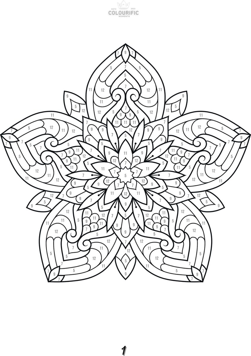 Colourific Moments Kleuren op nummer voor volwassenen - Kleurboek voor volwassen - 30 Kleurplaten - A5 formaat — afbeelding 4