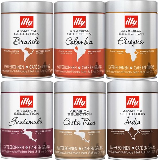 -illy - Koffiebonen - Landen proefpakket - 100% Arabica - 6 x 250g