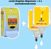 HIPHOT Coole zonnebrandcrème dispenser Engels + 2 liter zonnebrandcrème factor 50