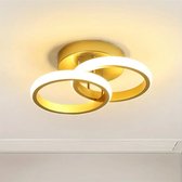 LuxiLamps - Moderne Plafondlamp - Rond LED - Kroonluchter - Gangpad Lamp - Verlichting - 25 cm - Goud - Plafonniére - 20W
