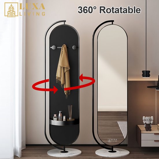 Staande Kapstok Wit Marmeren Voet - Wit/Goud 8 Haaks 170x32cm Luxe Design